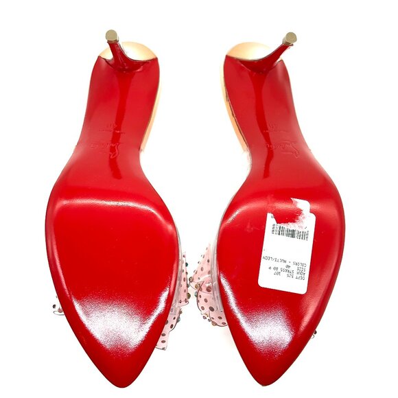 Christian Louboutin AQUA STRASS 80 PVC Crustal Bow Mule Sandals Heels - Picture 15 of 16